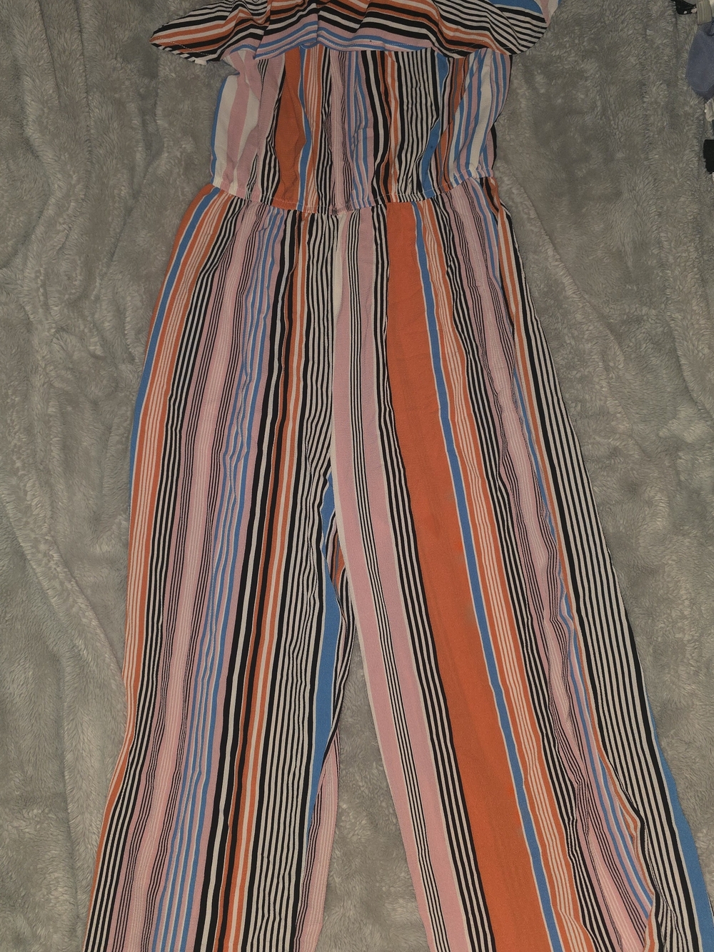 No Boundaries Multicolor Striped Wide-Leg Jumpsuit - Pink, Orange & Blue
